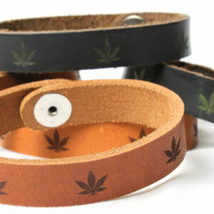 Marijuana Leaf Leather Bracelet