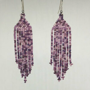 Plum Pudding Beach Glass Diamond Fringe Earrings