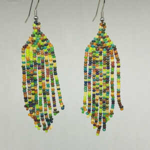 Rain Forest Beach Glass Diamond Fringe Earrings